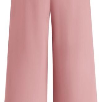 Womens Wide Leg Pants Dressy Casual Elastic High Waisted  Business Lounge Trousers with Pockets